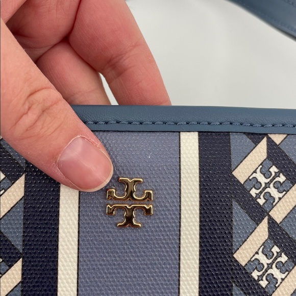 Tory Burch Geo Logo Mini Zip Top Tote in Blue A15 - Picture 5 of 10